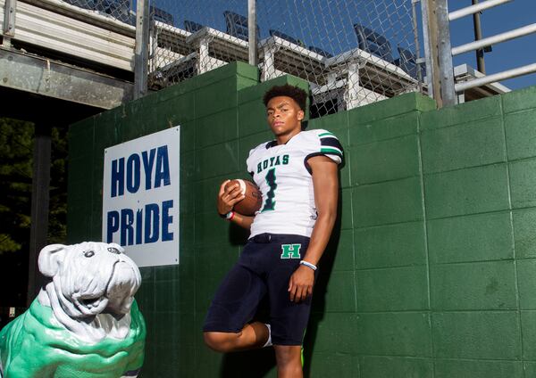 Harrison High quarterback Justin Fields is a member of the AJC Super 11 high school football team for 2017. Chad Rhym/ Chad.Rhym@ajc.com