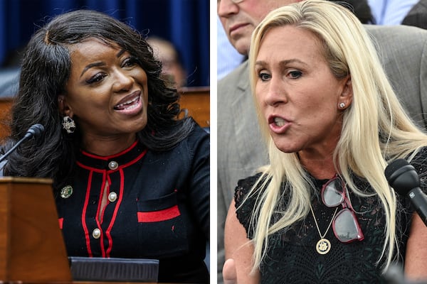 U.S. Reps. Jasmine Crockett (left), D-Texas, and Marjorie Taylor Greene (right), R-Ga., continue to exchange barbs on the House Oversight Committee.