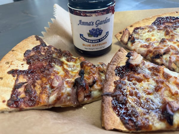 Blue satsuma jam used on a pizza. (Courtesy of Melissa Burch)