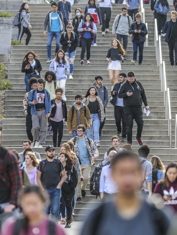 Georgia Tech students were on the move in between classes on campus on Wednesday, March 11, 2020. Georgia colleges and universities are closely monitoring developments the growing coronavirus outbreak. JOHN SPINK/JSPINK@AJC.COM