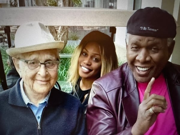 Norman Lear with Laverne Cox and George Wallace on the set of "Clean Slate." CONTRIBUTED/GEORGE WALLACE