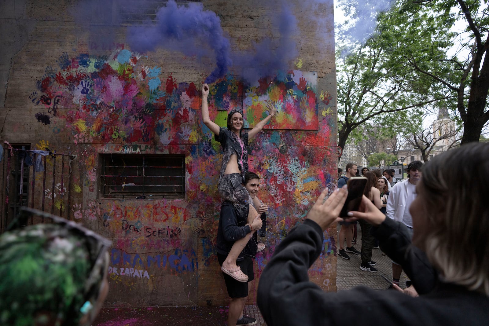 A medical student celebrates graduating from Argentina's University of Buenos Aires, Monday, Oct. 14, 2024. (AP Photo/Victor R. Caivano)