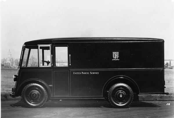 A Walker Electric UPS Package Car circa 1935. Walker was a manufacturer of electric vehicles. Source: UPS