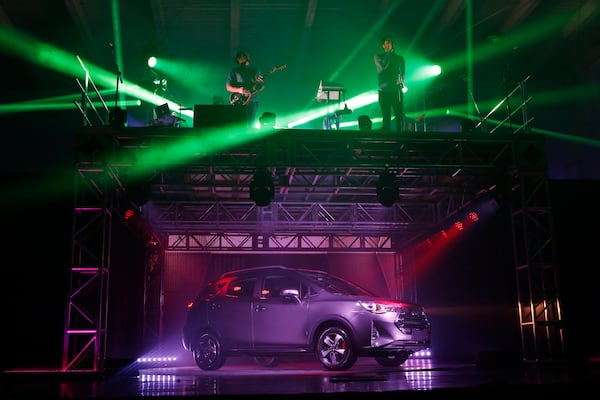 FILE - An SUV model built in Mexico for Chinese state-owned automaker JAC Motors is presented in the country's first JAC showroom, in Naucalpan, on the outskirts of Mexico City, March 28, 2017. (AP Photo/Rebecca Blackwell, File)