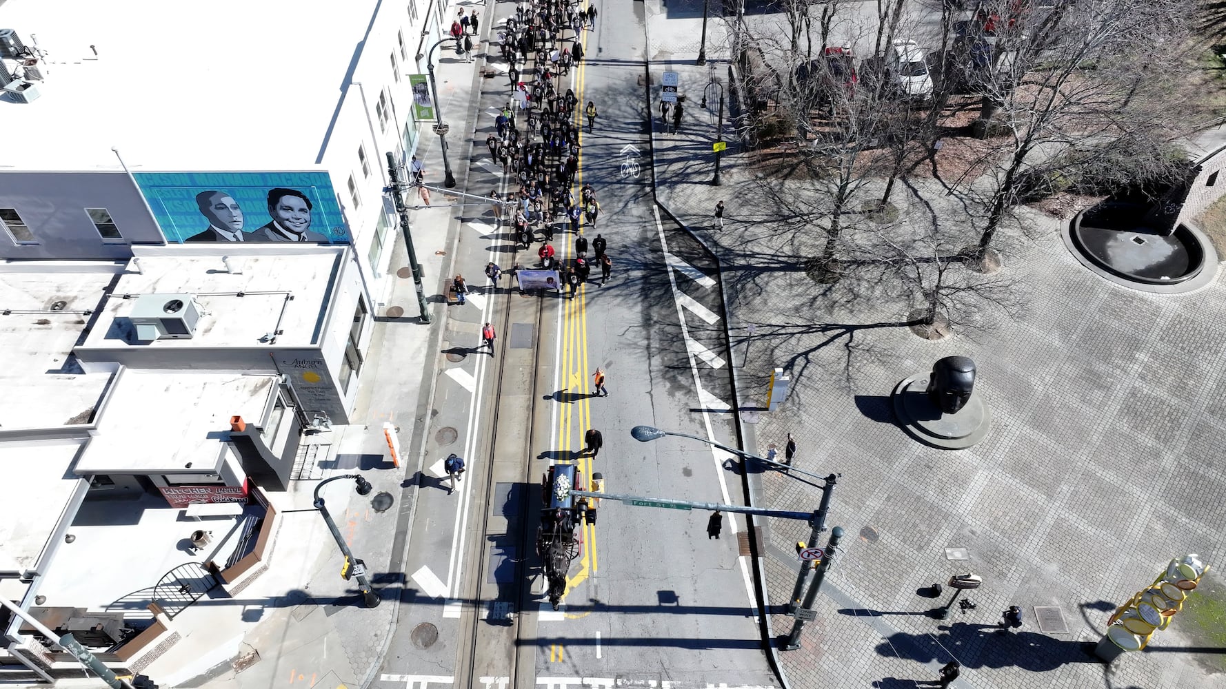 Following the funeral services, family and friends will march along Auburn Ave, accompanying the horse-drawn carriage containing the remains of Cornelius Taylor from Ebenezer Baptist Church to Atlanta City Hall on Monday, February 3, 2025.
(Miguel Martinez/ AJC)