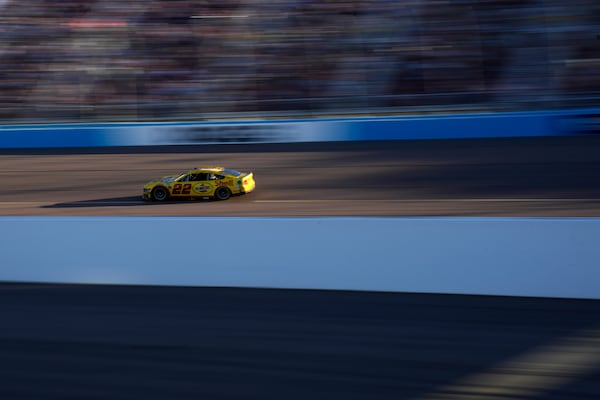 Joey Logano drives during a NASCAR Cup Series Championship auto race at Phoenix Raceway, Sunday, Nov. 10, 2024, in Avondale, Ariz. (AP Photo/John Locher)