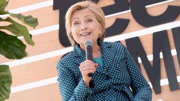 Secretary Hillary Clinton speaks onstage during The Teen Vogue Summit LA: Keynote Conversation with Hillary Rodham Clinton and actress Yara Shahidi on December 2, 2017 in Playa Vista, California.  