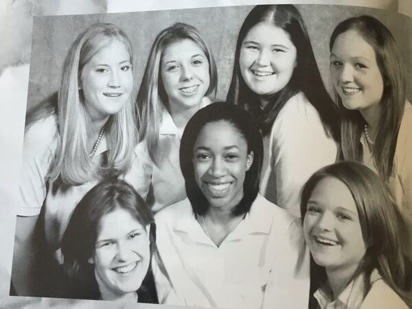 The original graduating class of the Atlanta Girls' School poses for a yearbook photo. Anna Pless Peel (top row, far left) said the school was formative in her teenage years. She remains in touch with her classmates and several teachers. (Courtesy of Anna Pless Peel)