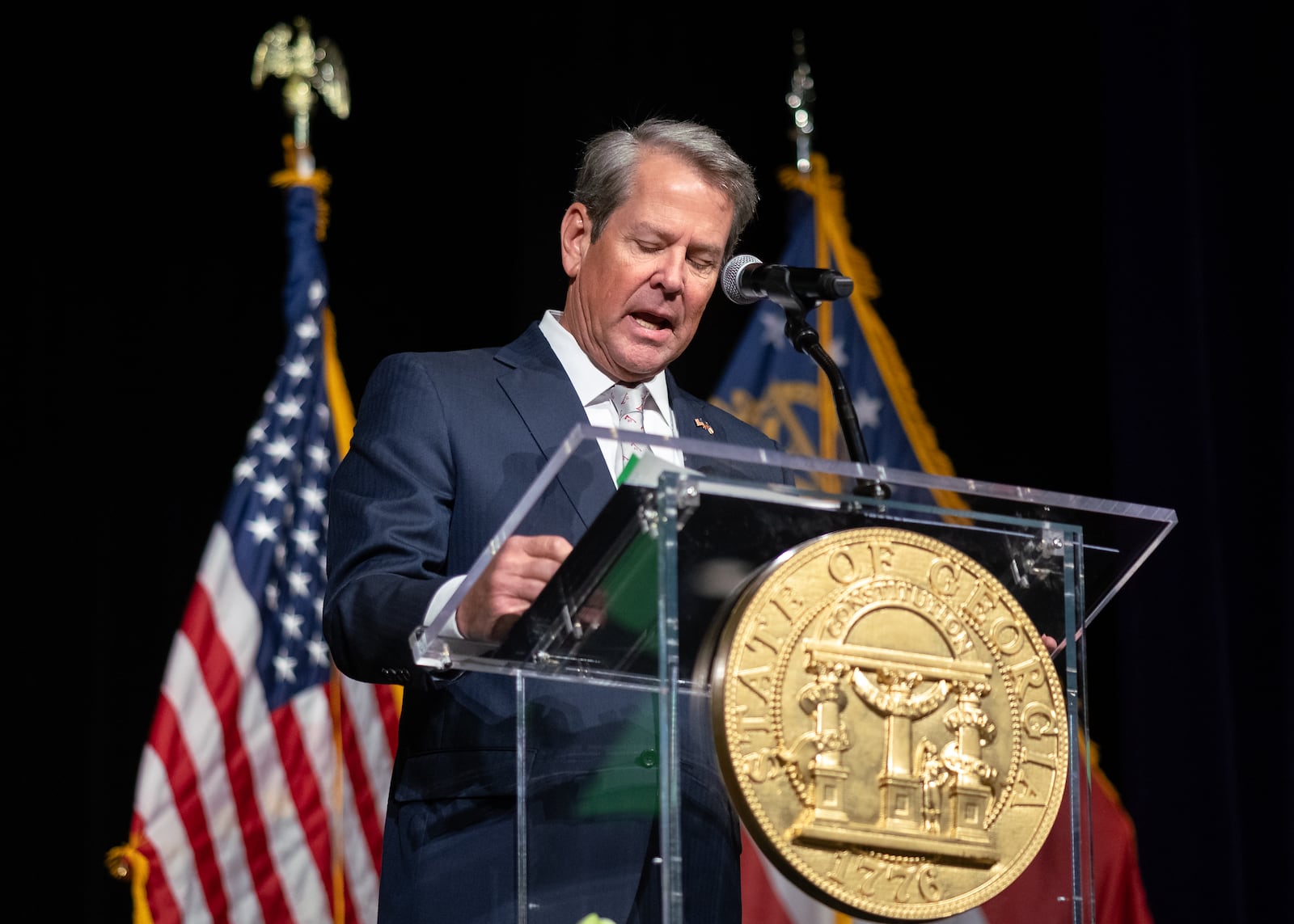 Gov. Brian Kemp at a workforce summit event in September.