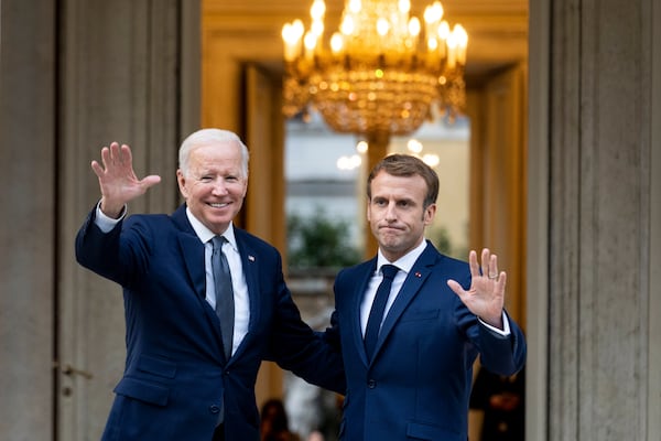 President Joe Biden (left) will host a state dinner today for French President Emmanuel Macron. (Erin Schaff/The New York Times)