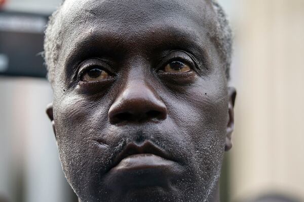 Marcus Arbery speaks with reporters two years ago during a demonstration outside the Glynn County courthouse. (AP Photo/Stephen B. Morton)