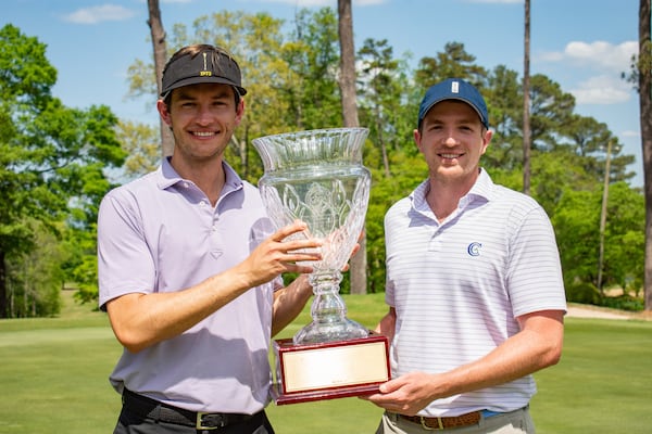 Tyler Gruca (left) and Franco Castro ran away with the 50th Georgia Four-Ball Championship at Cartersville Country Club in April.