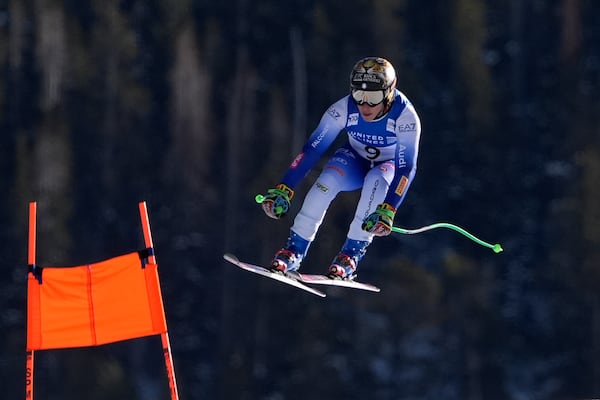 Federica Brignone, of Italy, competes during a women's World Cup downhill training run, Wednesday, Dec. 11, 2024, in Beaver Creek, Colo. (AP Photo/Robert F. Bukaty)