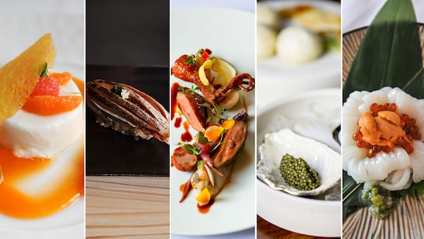 Food from Atlanta's Michelin-starred restaurants (from left) Atlas, Mujo, Bacchanalia, Lazy Betty and Hayakawa.