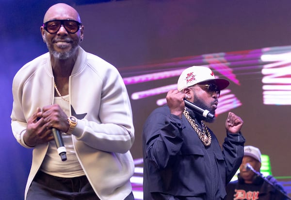 Rapper Big Boi performs alongside Sleepy Brown during Wind Down Concert in East Point on Wednesday, July 26, 2023. (Michael Blackshire/Michael.blackshire@ajc.com)