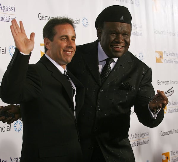 LAS VEGAS - OCTOBER 06: Comedians Jerry Seinfeld (L) and George Wallace arrive at the Andre Agassi Charitable Foundation's 12th Annual Grand Slam for Children at the MGM Grand Garden Arena on October 6, 2007 in Las Vegas, Nevada. The Andre Agassi Charitable Foundation was created to provide recreational and educational opportunites for at-risk children in Southern Nevada. (Photo by Frederick M. Brown/Getty Images) Best friends Jerry Seinfeld and George Wallace roomed together in the late 1970s as rising comics in New York City. CREDIT: Getty Images