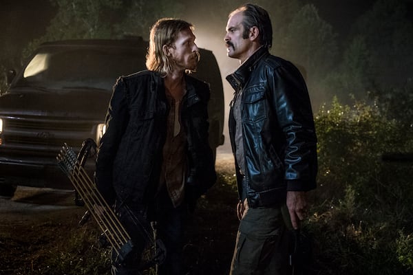  Austin Amelio as Dwight, Steven Ogg as Simon - The Walking Dead _ Season 8, Episode 13 - Photo Credit: Gene Page/AMC