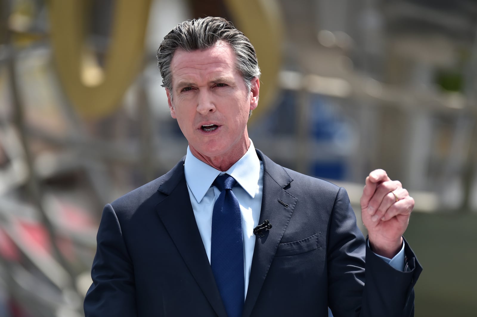 California Governor Gavin Newsom attends a press conference in 2021 in Universal City, California. (Alberto E. Rodriguez/Getty Images/TNS)