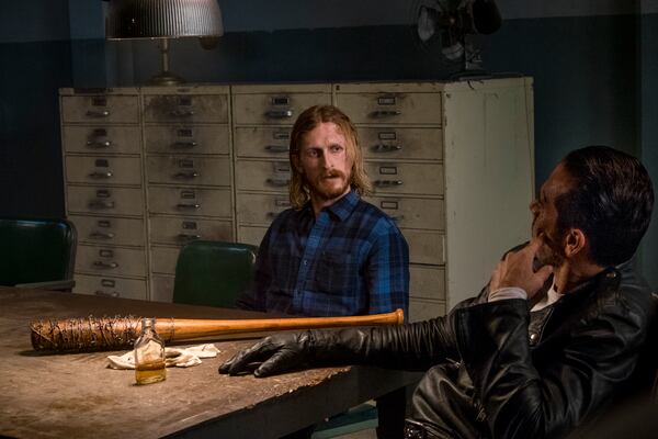  Jeffrey Dean Morgan as Negan, Austin Amelio as Dwight - The Walking Dead _ Season 8, Episode 15 - Photo Credit: Gene Page/AMC