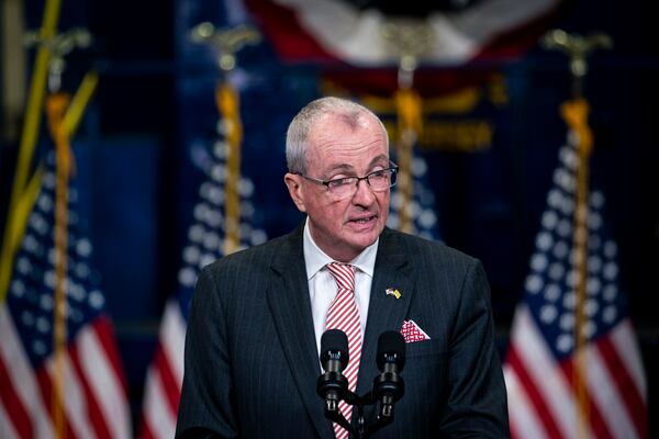 New Jersey Gov. Phil Murphy speaks at an event in Kearny. (Al Drago/The New York Times)