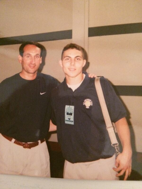 When Josh Pastner and Mike Krzyzewski took this picture at the Nike All-American camp in the mid-1990s, Pastner was a high-schooler coaching his father’s AAU team. (Courtesy Josh Pastner)