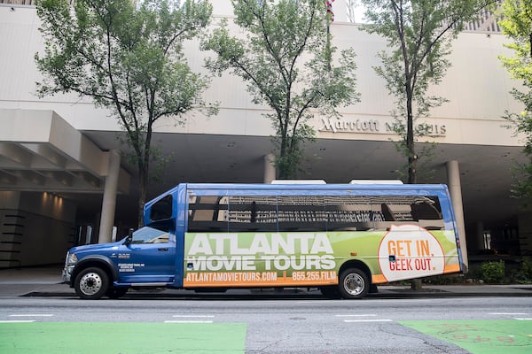 6/03/2019 -- Atlanta, Georgia -- The Atlanta Movie Tours bus during a tour in downtown Atlanta, Monday, June, 3, 2019. (Alyssa Pointer/alyssa.pointer@ajc.com)