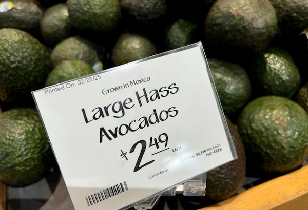 Avocados imported from Mexico are for sale in a supermarket in Miami as the United States imposed 25% tariffs on goods from Canada and Mexico, starting a trade war with its closest neighbors and allies Wednesday, Mar. 5, 2025. (AP Photo/Lynne Sladky)