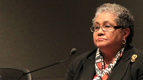 Former APS Superintendent Beverly Hall during a 2011 school board meeting when board members were discussing her future amid cheating allegations. (KENT D. JOHNSON / KDJOHNSON@AJC.COM)