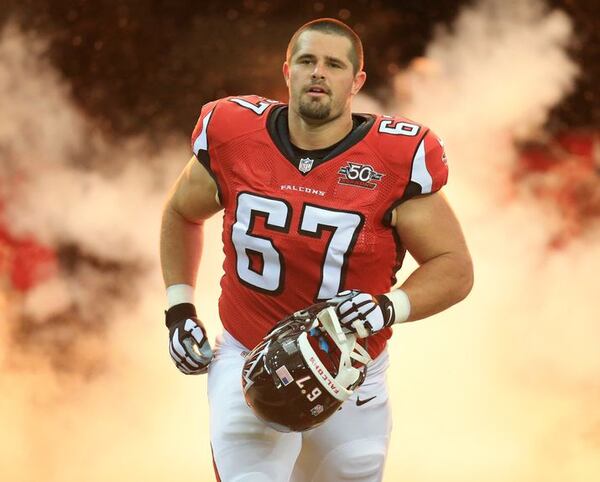 Falcons guard Andy Levitre takes the field to play the Redskins during their football game on Sunday, Oct. 11, 2015, in Atlanta. Curtis Compton / ccompton@ajc.com