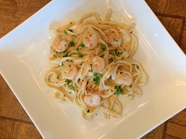 Milton 13-year-old Rhashad Lawery's signature shrimp scampi over pasta for "MasterChef Junior."