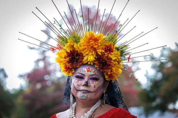 Patricia Gutierrez of Newnan poses for a portrait at the Día de Muertos Festival in Roswell on Saturday, October 29, 2022. (Photo: Arvin Temkar / arvin.temkar@ajc.com)