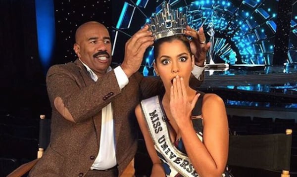 Steve Harvey posted this publicity shot prior to the pageant but it now seems sort of prescient, huh?