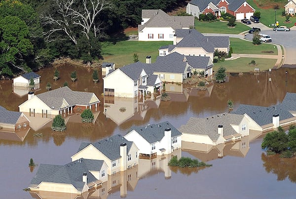 From September 2009, many Austell homes were under water from the 500-year flood. AJC file photo