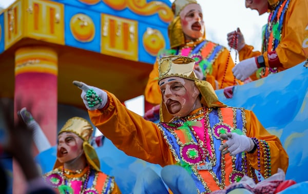 FILE - The Krewe of Proteus rolls on the Uptown route with the theme "Divine Tricksters" in New Orleans on Monday, Feb. 28, 2022. (Brett Duke/The Times-Picayune/The New Orleans Advocate via AP, File)