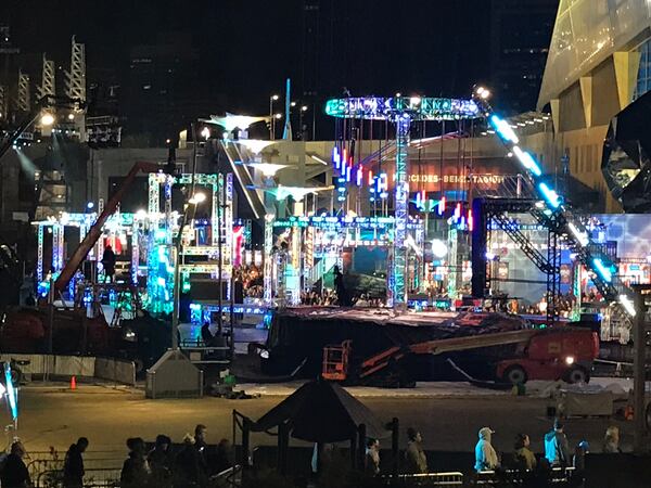 "American Ninja Warrior" set from the vantage point of where the fans entered the space.