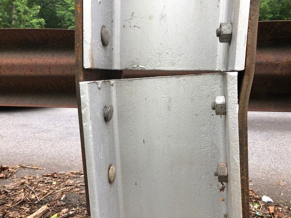 A work van on Wednesday hit the metal beam protecting the Concord Road covered bridge while crews were installing a new warning system.