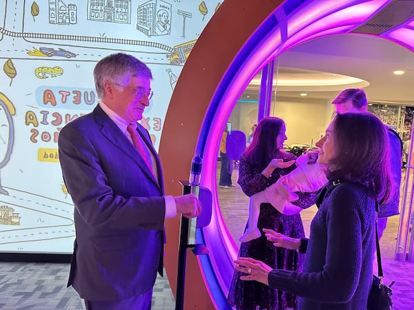 Atlanta History Center CEO Sheffield Hale with Goiizueta Foundation's Olga Goizueta on opening day of the new Goizueta Children's Experience. RODNEY HO/rho@ajc.com