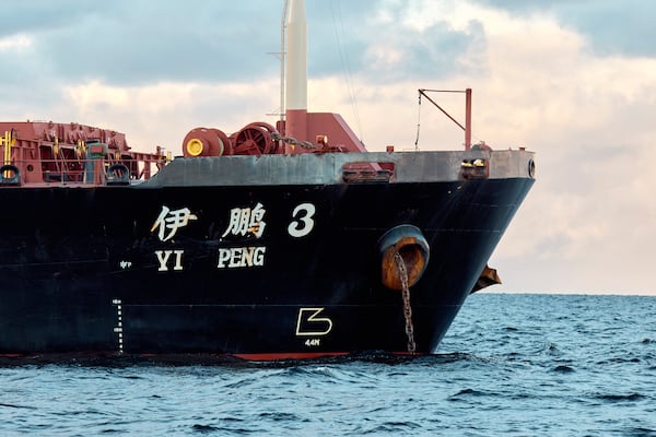 The Chinese ship, the bulk carrier Yi Peng 3 is anchored in the sea of Kattegat, near the city of Granaa in Jutland, Denmark, Wednesday, Nov. 20, 2024. (Mikkel Berg Pedersen/Ritzau Scanpix via AP)