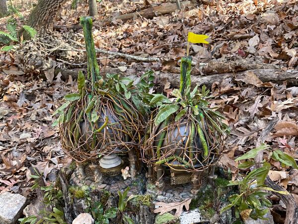 Fairy house No. 39 is nestled among the leaves.