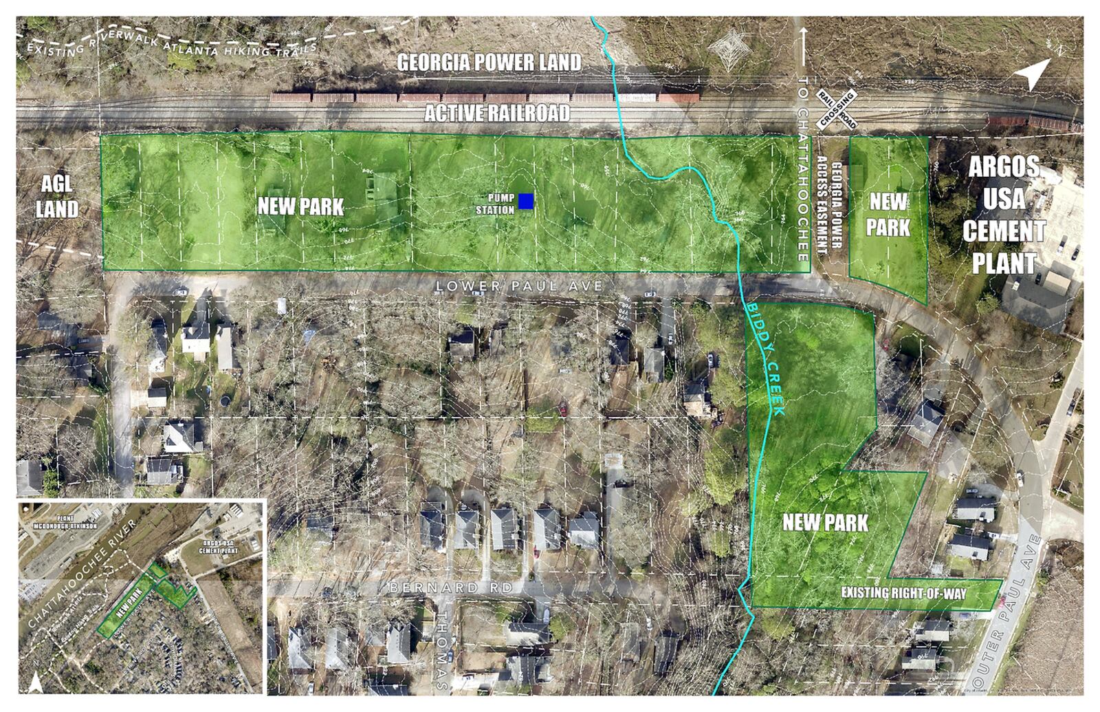 This map displays the boundaries of the new Lower Paul Park and its immediate surroundings. (Courtesy of Park Pride)