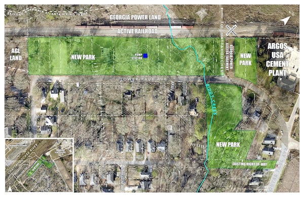 This map displays the boundaries of the new Lower Paul Park and its immediate surroundings. (Courtesy of Park Pride)