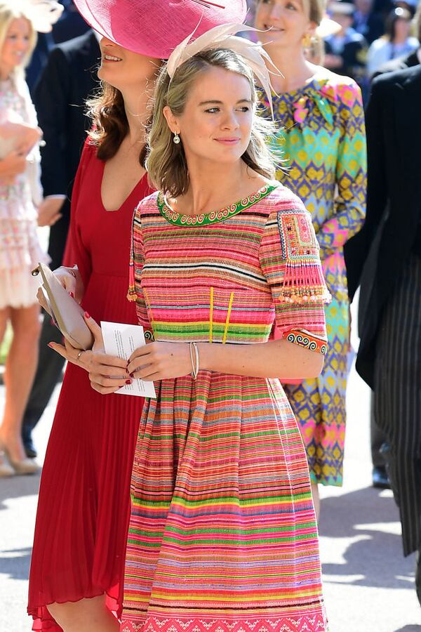   Cressida Bonas arrives at St George's Chapel at Windsor Castle before the wedding of Prince Harry to Meghan Markle on May 19, 2018 in Windsor, England. Bonas and Prince Harry dated from 2012-2014.