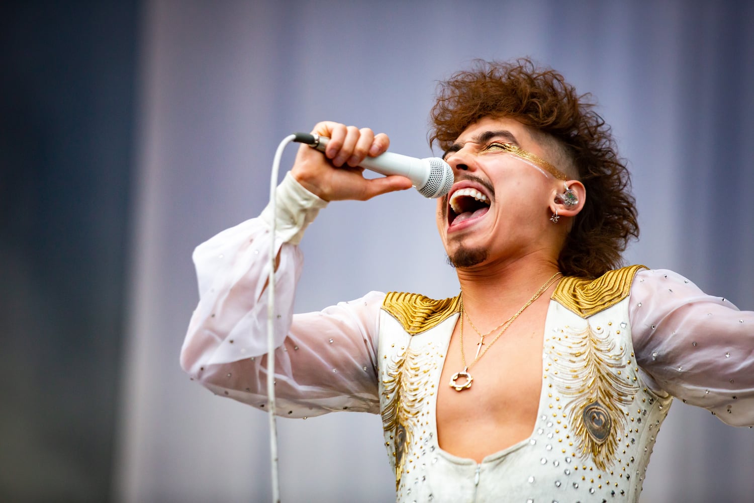 Greta Van Fleet performs on the Peachtree stage on the first day of the Shaky Knees Music Festival at Atlanta's Central Park on Friday, May 5, 2023. (RYAN FLEISHER FOR THE ATLANTA JOURNAL-CONSTITUTION)