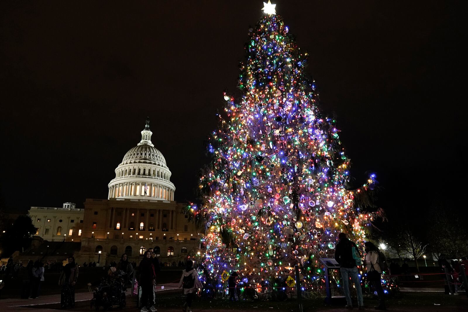 FILE - A Christmas tree is displayed in front of the U.S. Capitol on Dec. 29, 2023, in Washington. (AP Photo/Mariam Zuhaib, File)