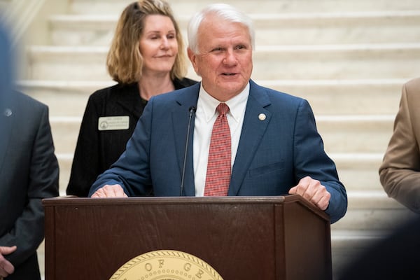 Georgia House Speaker Jon Burns speaks at a news conference announcing plans to bolster pre-K on Jan. 16, 2024. (Olivia Bowdoin for the Atlanta Journal-Constitution).