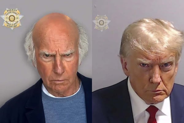 Larry David re-enacted Donald Trump's mugshot at the end of the first episode of the 12th and final season of HBO's satirical comedy "Curb Your Enthusiasm." HBO