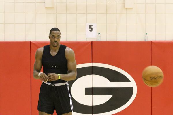 Dwight Howard during the Atlanta Hawks' training camp at Stegeman Coliseum in Athens, Georgia on Tuesday, Sept. 27, 2016. (Photo by Cory A. Cole)