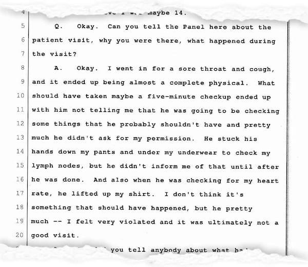 A section of the transcript from Dr. Richard Martin Roberts’ disciplinary hearing in Texas.