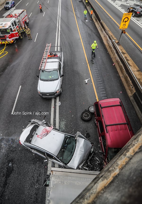 Authorities shut down the northbound lanes of I-75 just past the Brookwood split to investigate the crashes.