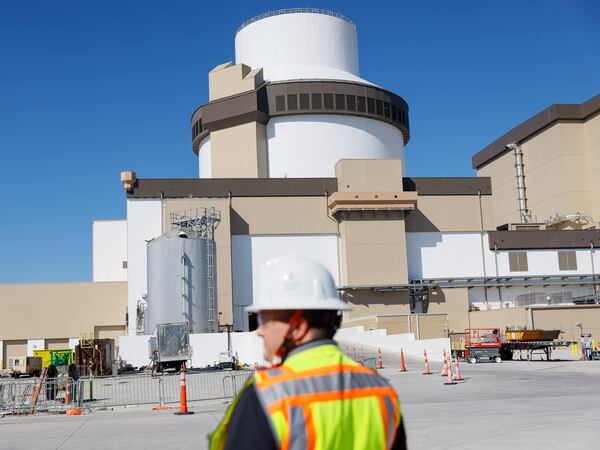 A new shield building around Unit 3’s nuclear containment vessel of Plant Vogtle in Burke County near Waynesboro seen on Friday, Oct, 14, 2022. (Arvin Temkar / arvin.temkar@ajc.com)